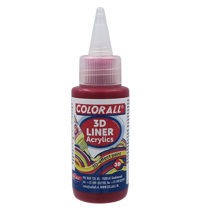 Colorall Acrylics 3D‐Liner, Fles 50ml, Donkerrood