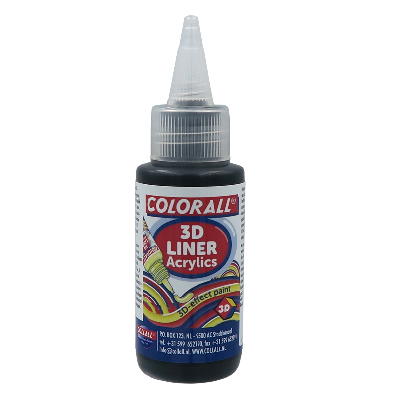 Colorall Acrylics 3D‐Liner, Fles 50ml, Zwart