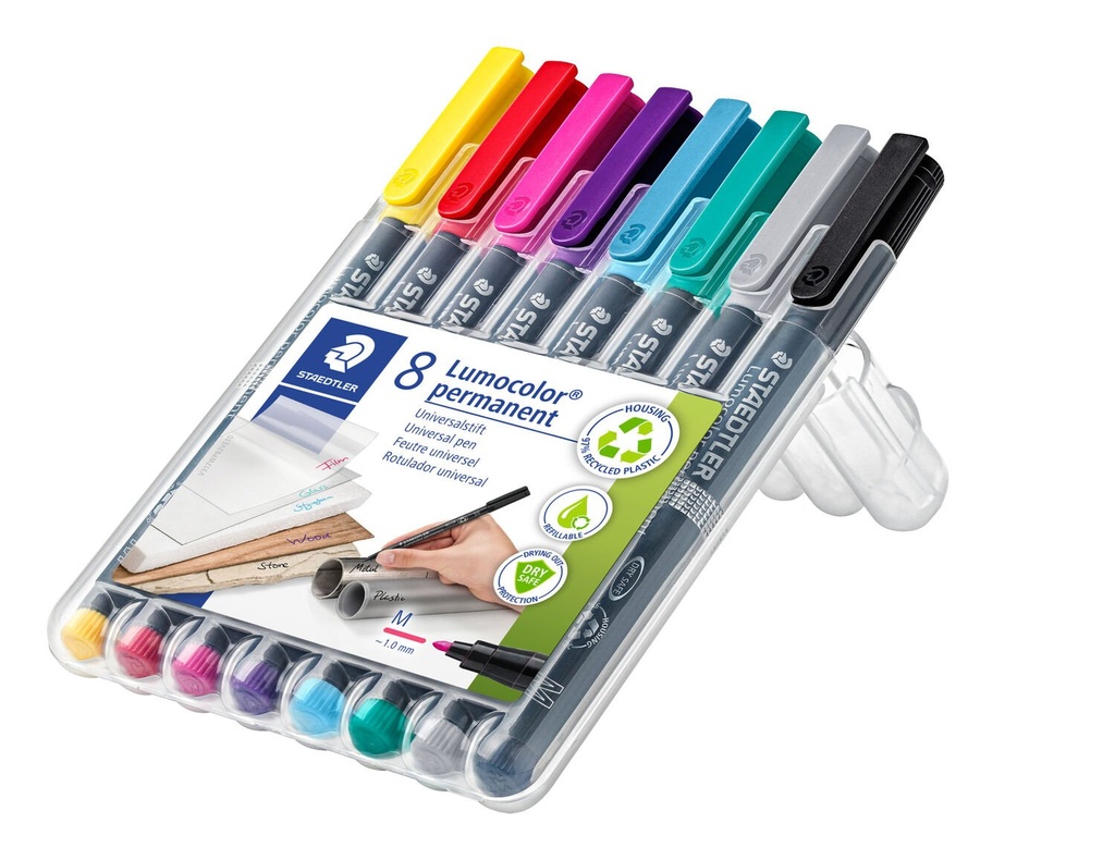 Staedtler Lumocolor® Permanent Marker, (M) Box 8 stuks - Kleurassortiment