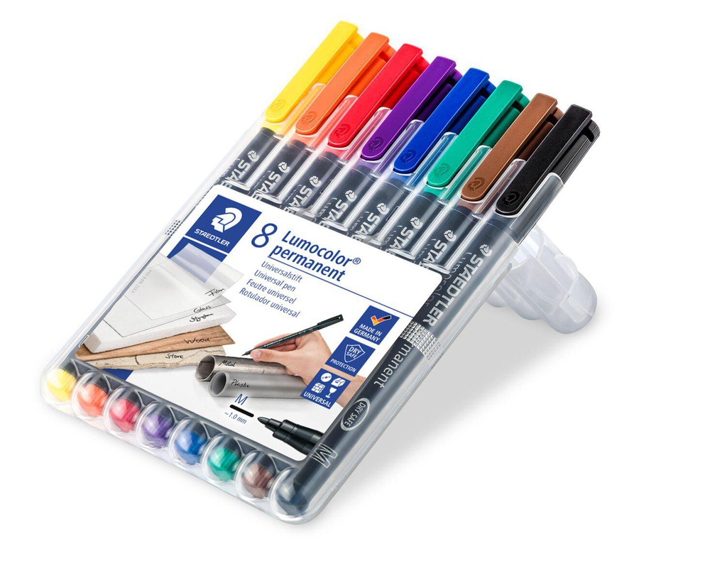 Staedtler Lumocolor® Permanent Marker, (M) Box 8 stuks - Kleurassortiment