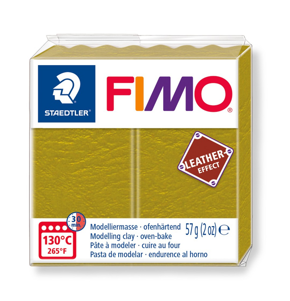 Fimo leather-effect boetseerklei, 57gr - olijf