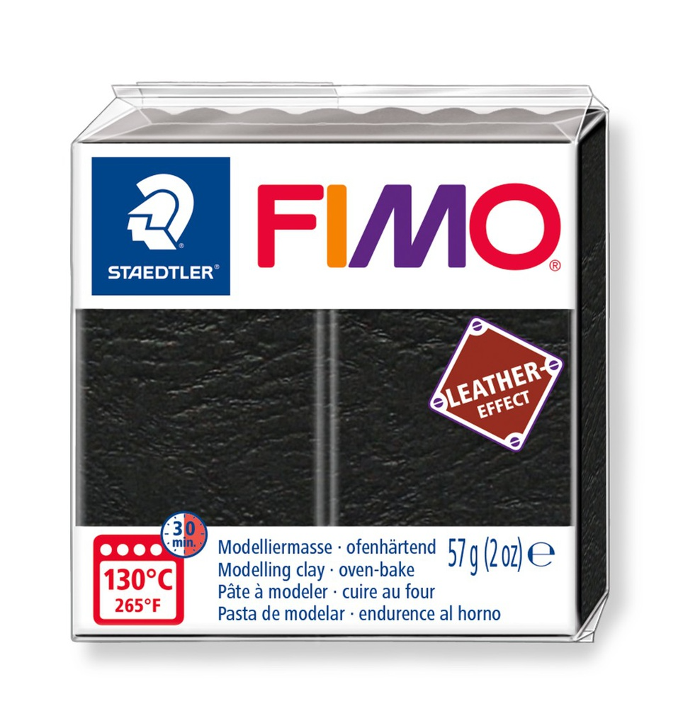Fimo leather-effect boetseerklei, 57gr - zwart