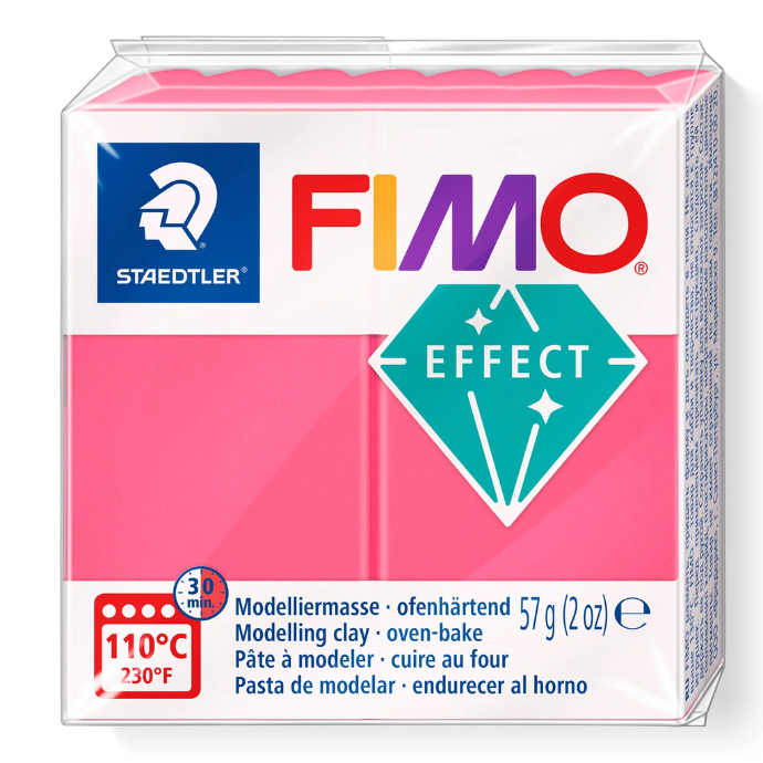Fimo effect boetseerklei, 57gr - transparant rood