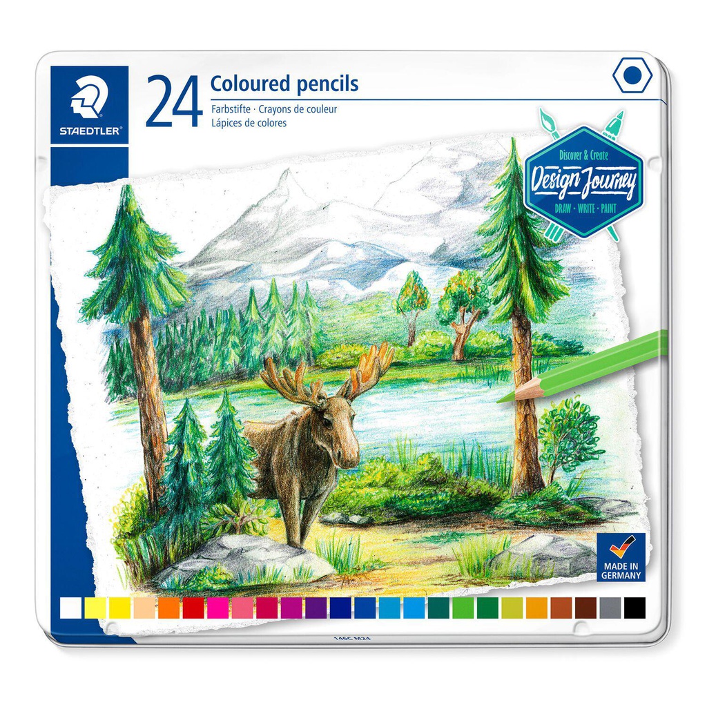 Staedtler crayons de couleur - étui métal 24 pc Design Journey