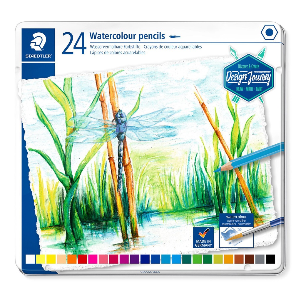 Staedtler crayons de couleur aquarel Design Journey étui métal 24 pc gamme de couleur