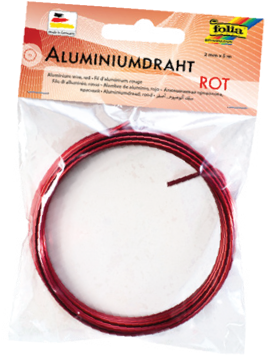Fil aluminium, 2mmx5m, rouge