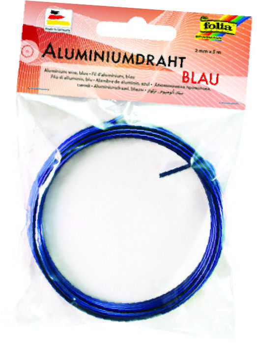 Fil aluminium, 2mmx5m, bleu