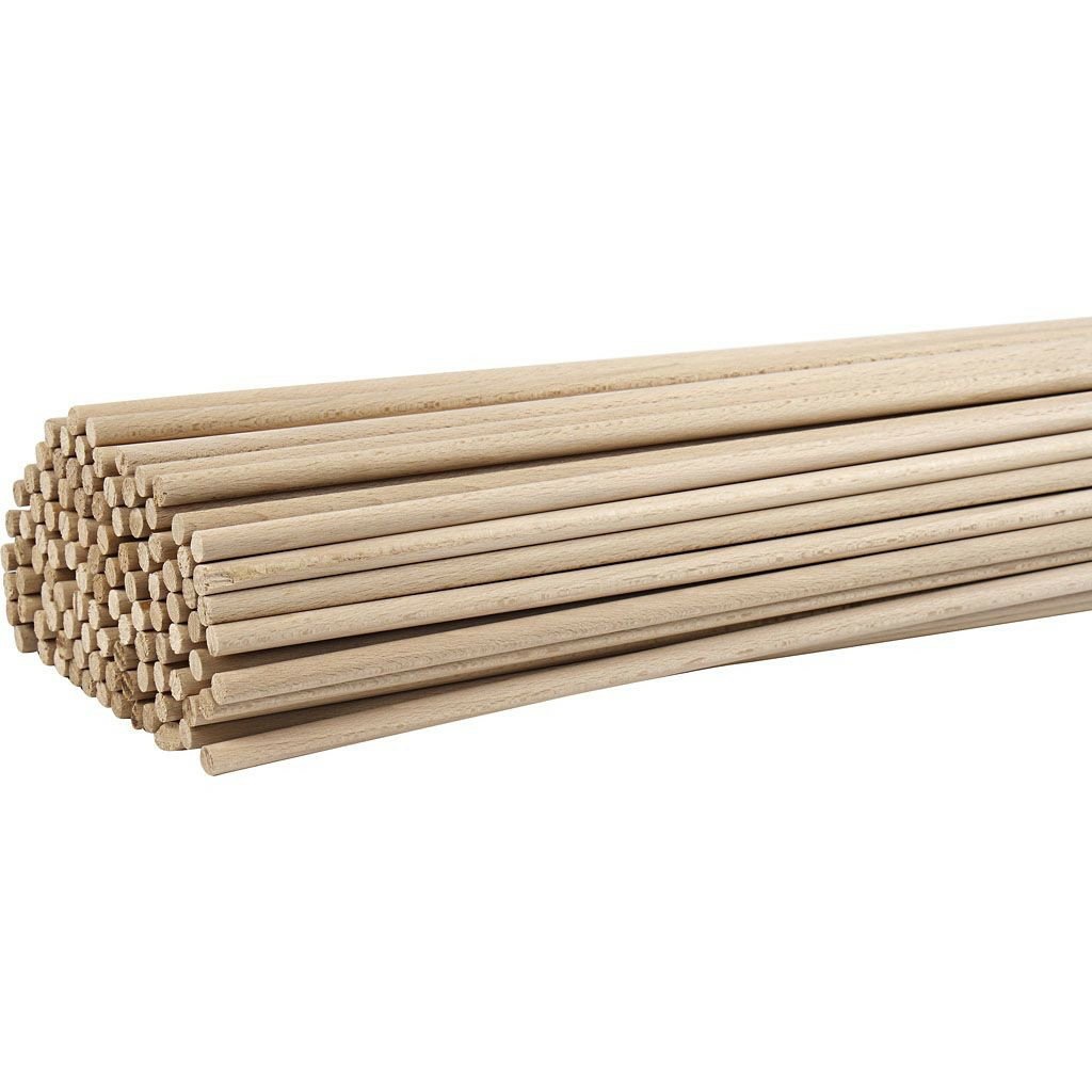 Bâtons en bois, L: 60 cm, d: 6 mm, 10 pièces