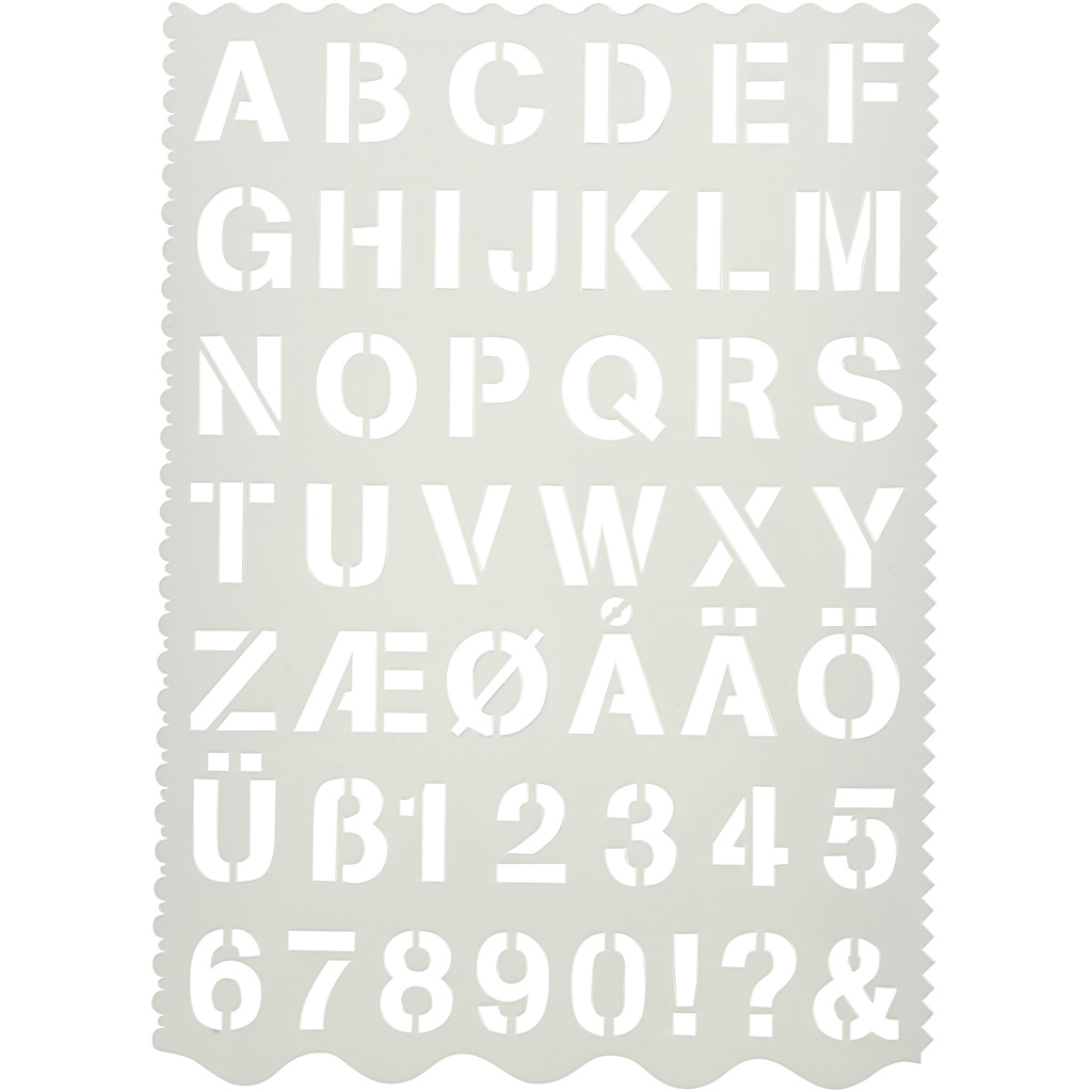 Sjabloon letters en cijfers - H: 25 mm, 21x29 cm