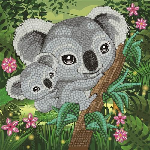 Crystal Card Kit ® Diamond Painting 18x18cm, Koala Hugs