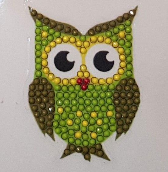 Crystal Art Motif 9x9cm, Green Owl