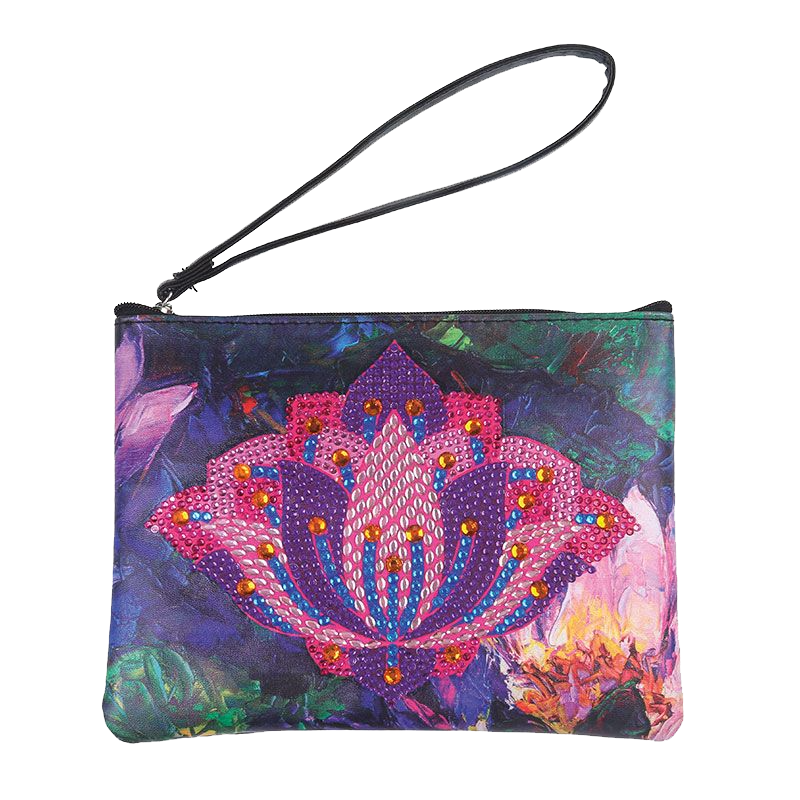 Crystal Art Pouch 15x18cm, Lovely Lotus