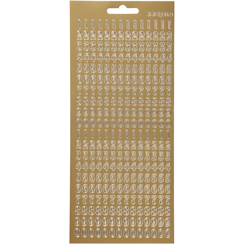 Stickers, goud, cijfers, 10x23 cm, 1 vel