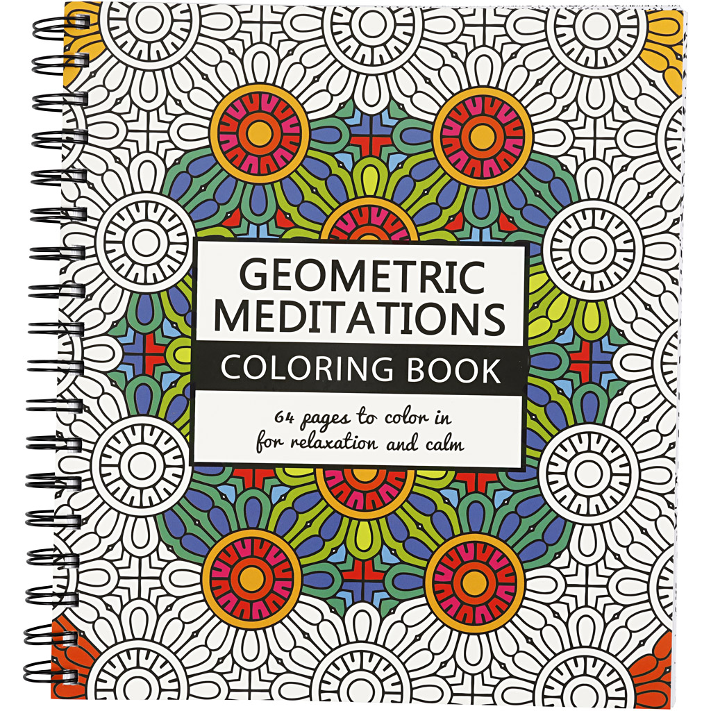 Kleurboek Geometric, afm 19,5x23 cm - 64 in te kleuren prenten