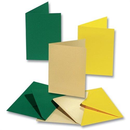 Cartes doubles 220g/m², 10,5x15cm, 5 cartes+5 envel.+5 flles, jaune paille