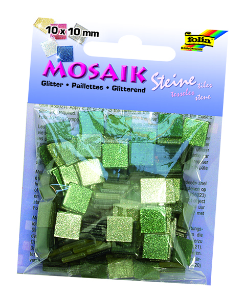 Mosaïque, 45g/190 pces, 10x10mm, GLITTER MIX - vert