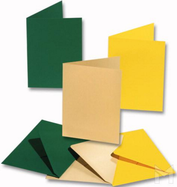 Cartes doubles 220g/m², 10,5x15cm, 5 cartes+5 envel.+5 flles, jaune banane