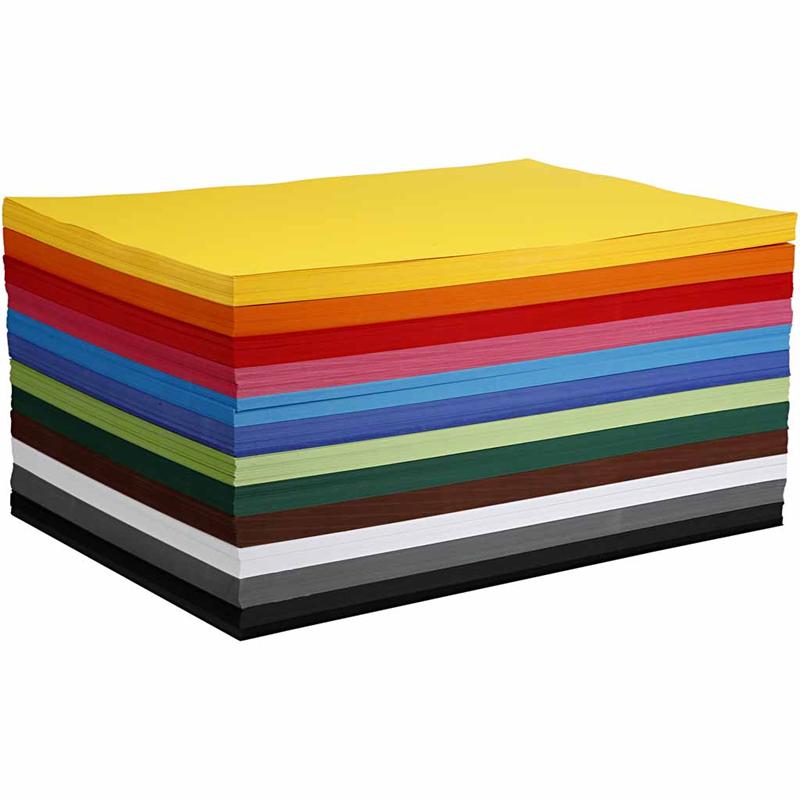 Papier cartonné coloré, A2, 420x594 mm, 180 gr, ass. de couleurs, 120 flles ass./ 1 Pq.