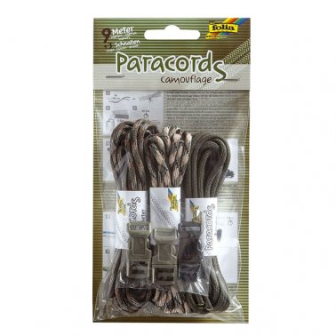 Paracord 4mm - 3x1m + 3 clips - "Camouflage"