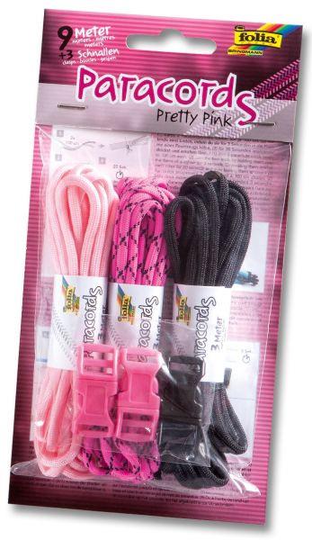 Paracord 4mm - 3x1m + 3 clips - ''Pretty Pink''