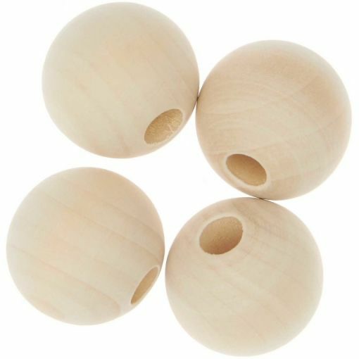 Perles pour Macramé naturel vernis 30mm ø, 4 stuks 