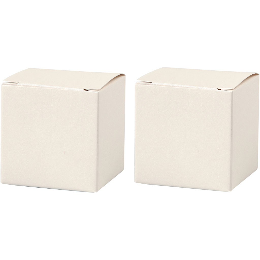 Boîte pliante, dim. 5,5x5,5 cm, 120 gr, blanc cassé, 10 pièce/ 1 Pq.