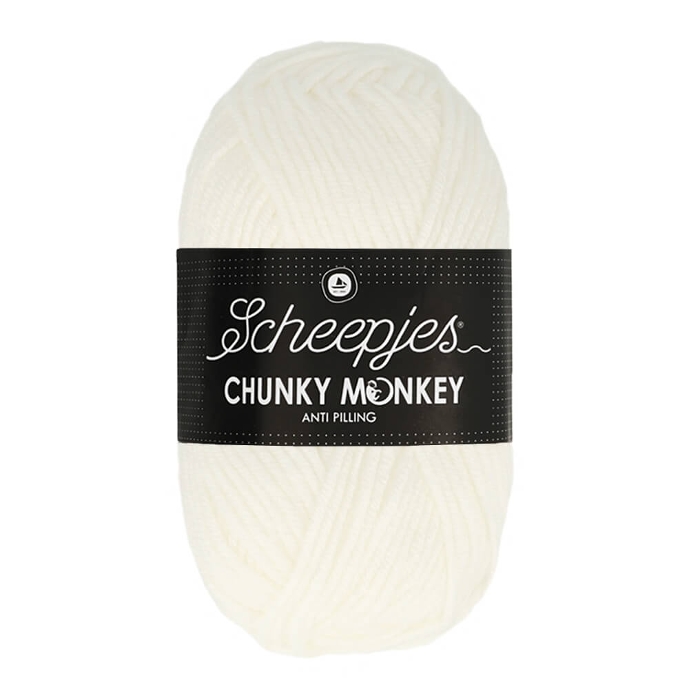 Scheepjeswol "Chunky Monkey", 5x100g, 100% Acryl, naald 5.0, kleur 1001 White