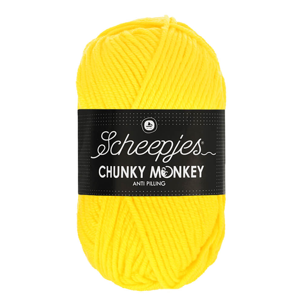 Scheepjeswol "Chunky Monkey", 5x100g, 100% Acryl, naald 5.0, kleur 2008 Yellow