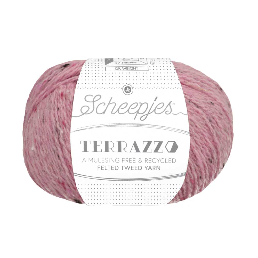 Scheepjeswol "Terrazzo", 5x50g, 70% wol/30% viscose/gerecycleerd, naald 4.0, kleur 723 Rosa