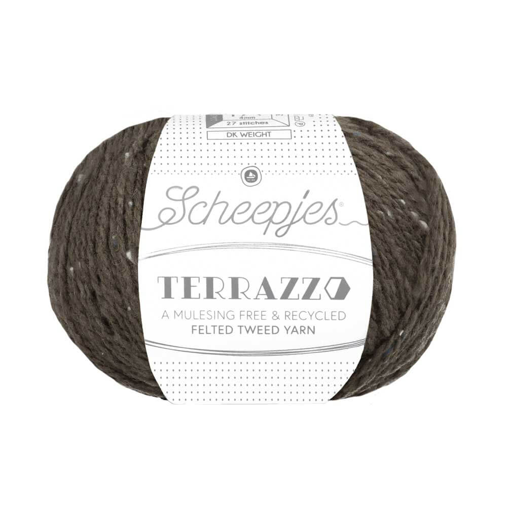 Scheepjeswol "Terrazzo", 5x50g, 70% wol/30% viscose/gerecycleerd, naald 4.0, kleur 747 Tortora