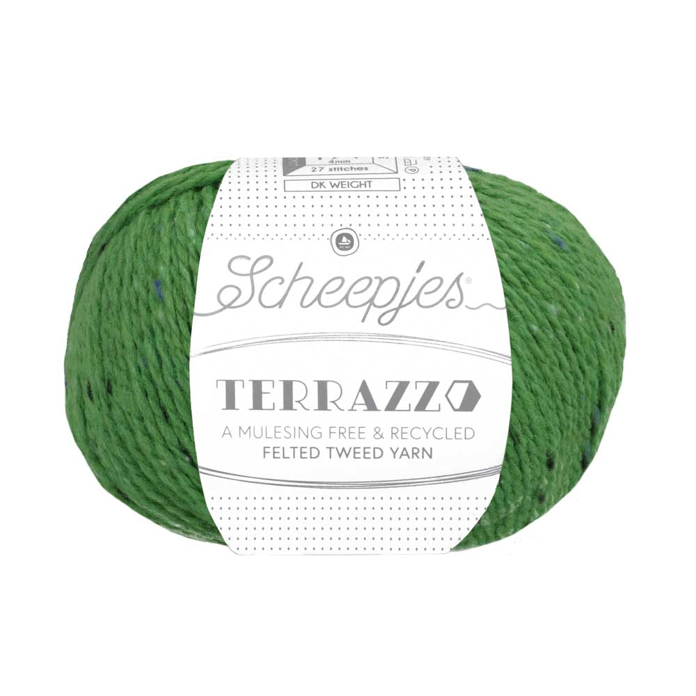 Scheepjeswol "Terrazzo", 5x50g, 70% wol/30% viscose/gerecycleerd, naald 4.0, kleur 757 Cavalletta