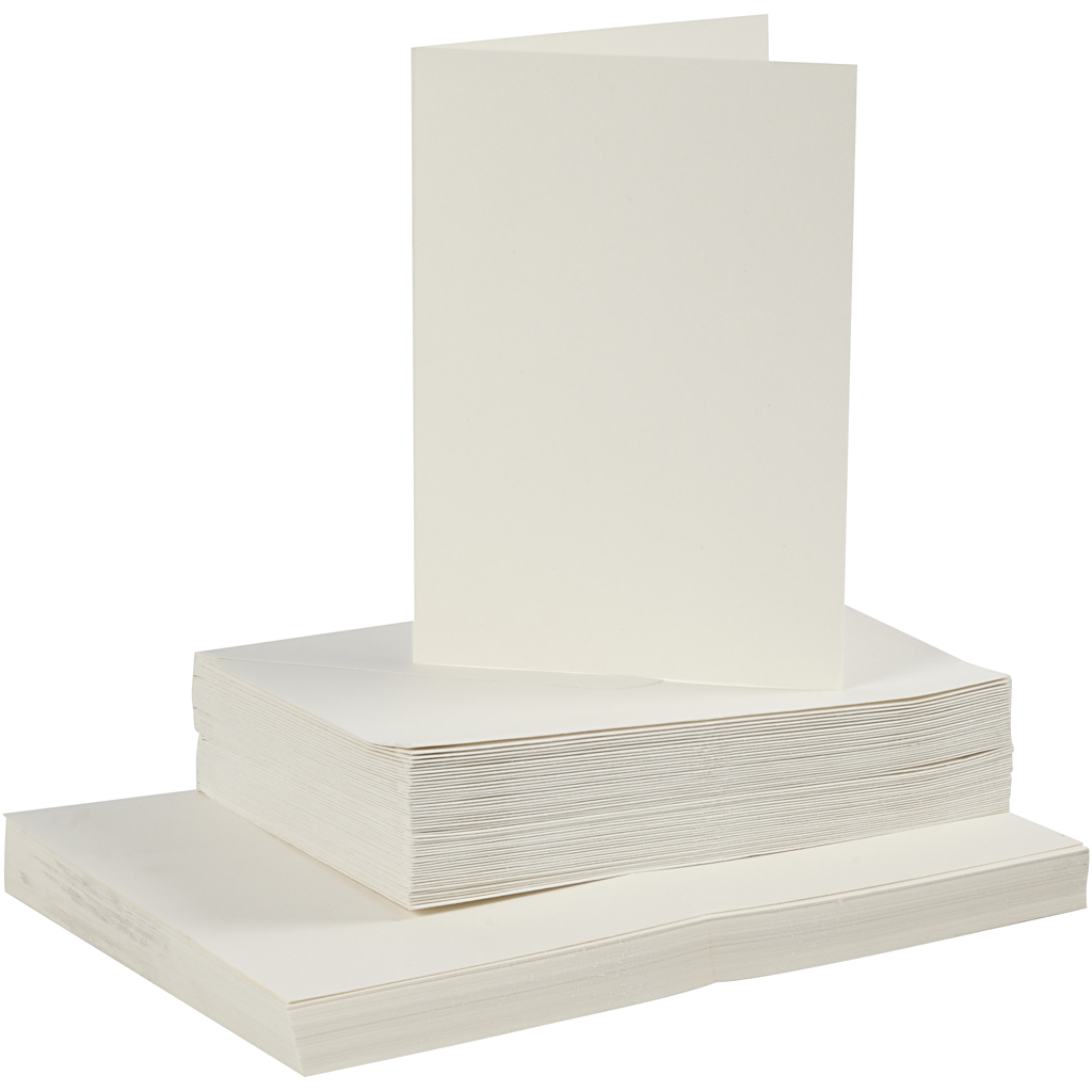 Kaarten en enveloppen, off-white, afmeting kaart 10,5x15 cm, afmeting envelop 11,5x16,5 cm, 50 sets