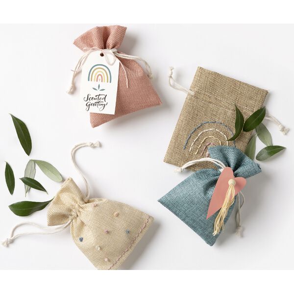 Fabric bags "jute-look", 10x13,5cm10 bags, assorted colours
