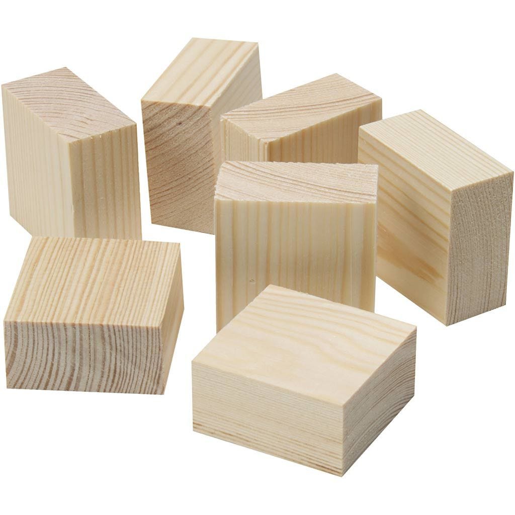 Houten blokjes, 4x4x2 cm - 10 stuks