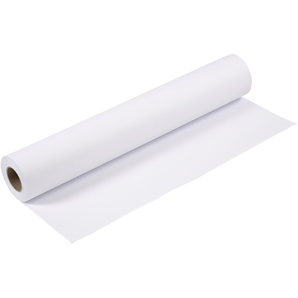 Papier dessin en rouleau, L: 61 cm, 80 gr, blanc, 50 m/ 1 rouleau