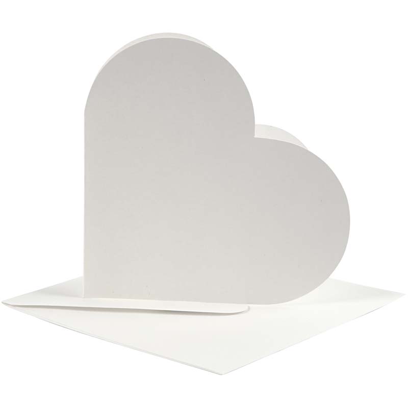 Hartvormige Kaarten, off-white, kaart 12,5x12,5 cm, envelop 13,5x13,5 cm, 10 sets