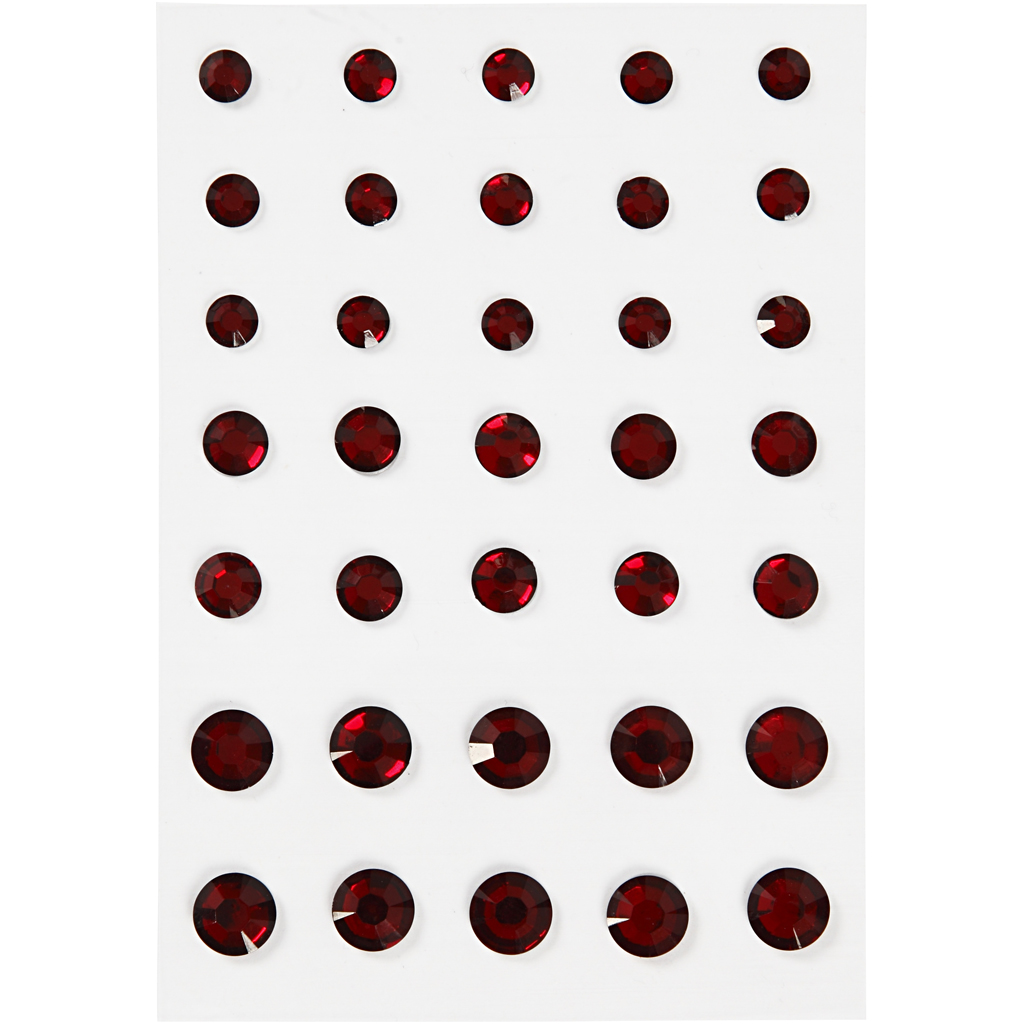 Pierres de Strass Cônes ronds, rouge dim:6+8+10mm, 35 pc