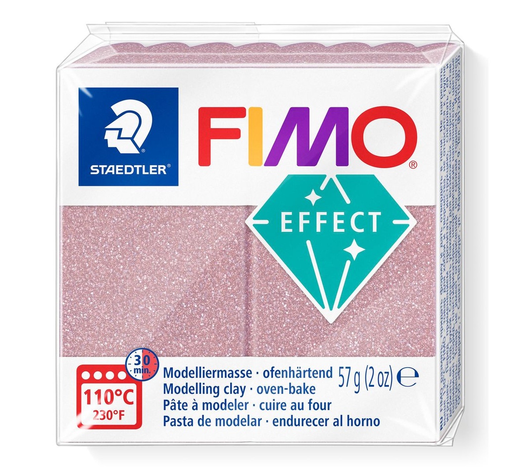 Fimo effect glitter boetseerklei, 57gr - rosé gold