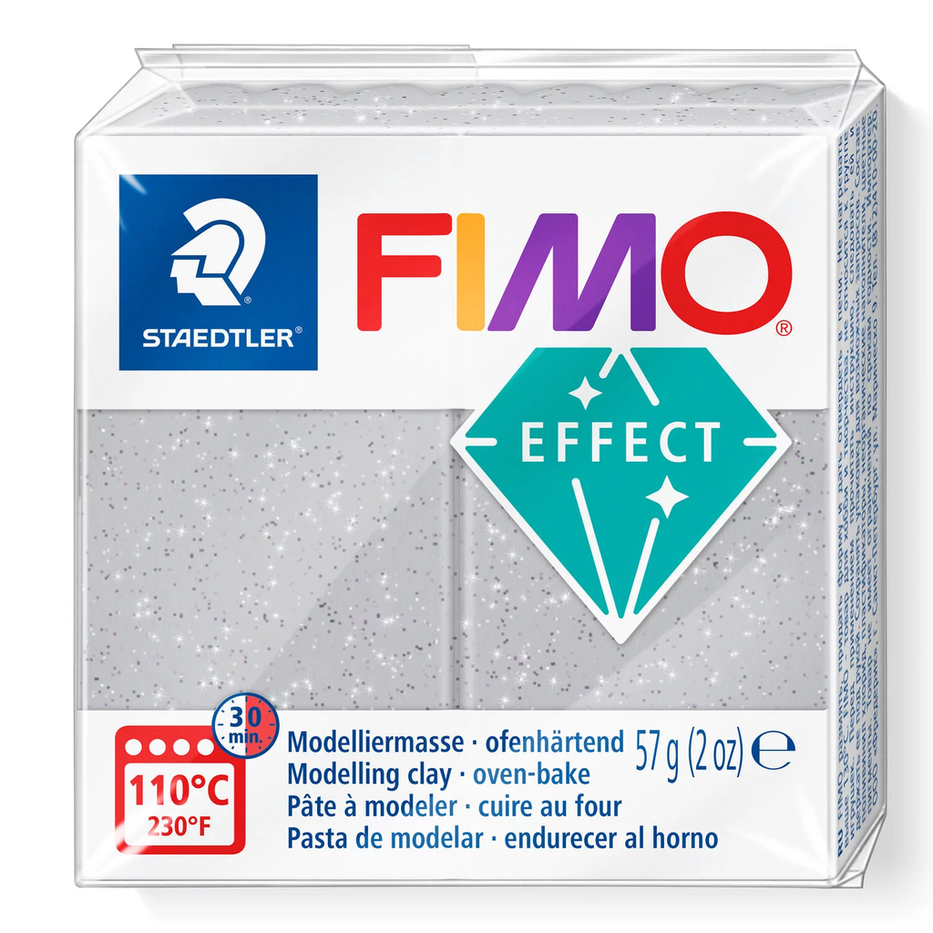 Fimo effect glitter boetseerklei, 57gr - zilver