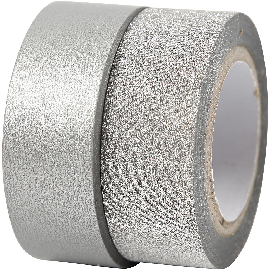 Masking tape, zilver, B: 15 mm, 2 rol