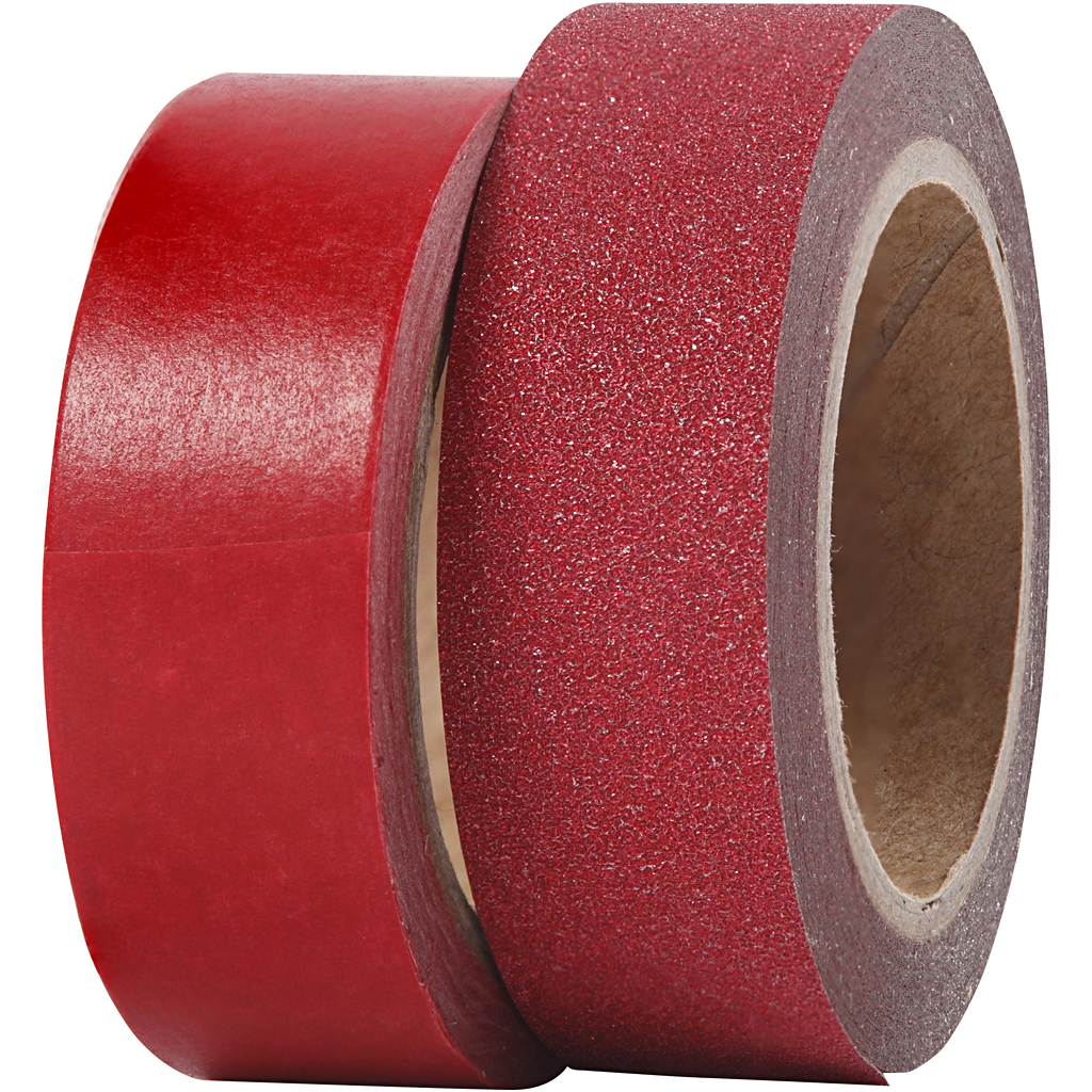 Masking tape, rood, B: 15 mm, 2 rol