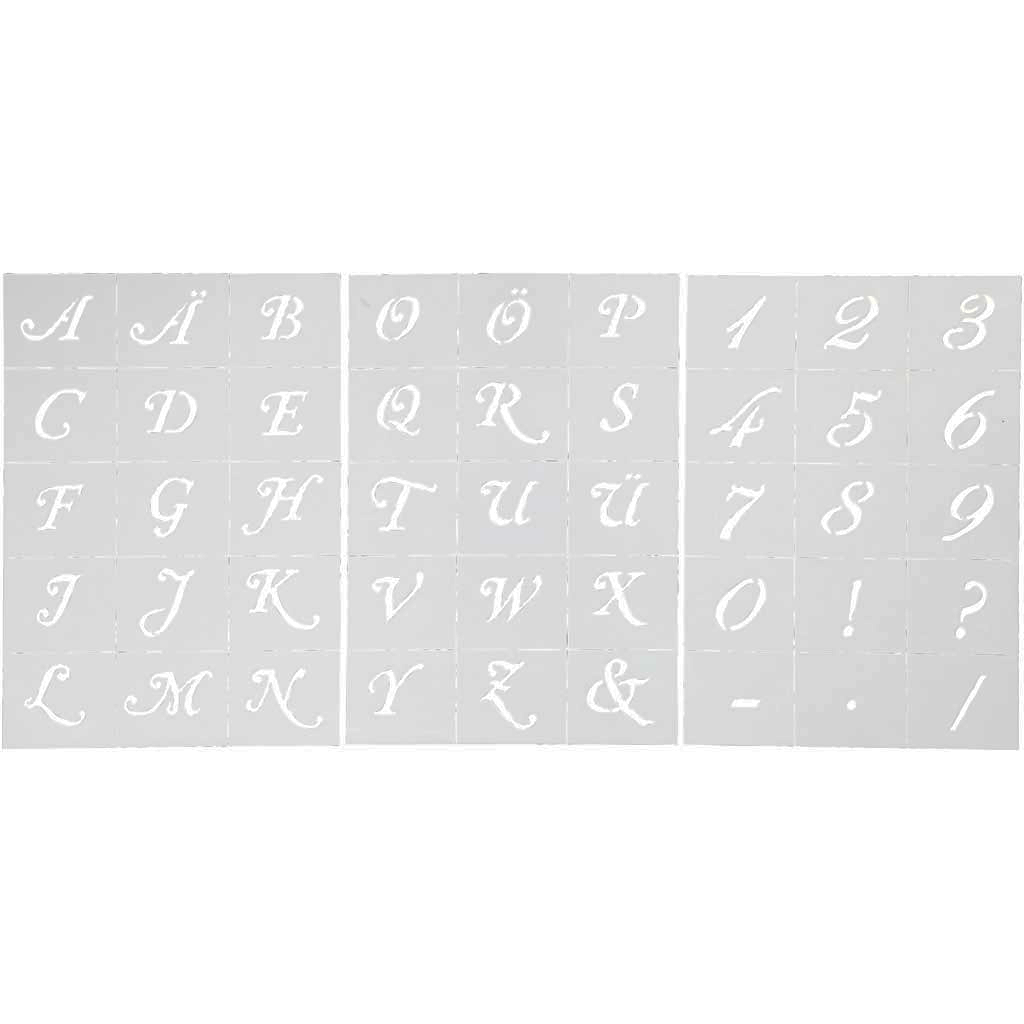 Modèles, lettres et chiffres, H: 20-30 mm, A5, 148x210 mm, 3 flles/ 1 Pq.