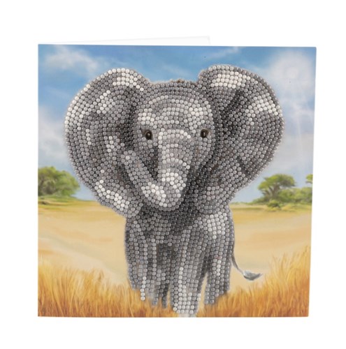 Crystal Card Kit ® Diamond Painting 18x18cm, Baby Elephant