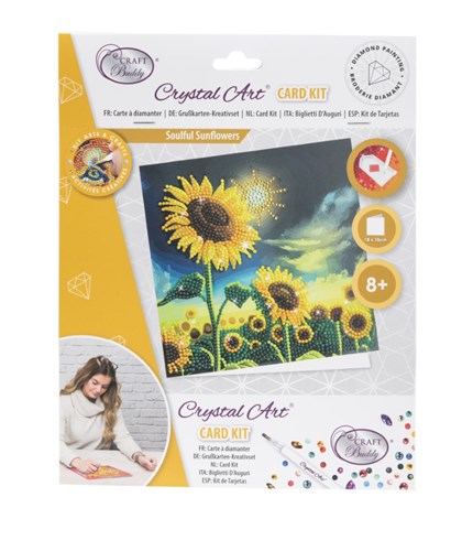 Crystal Card Kit ® Diamond Painting 18x18cm, Soulful Sunflower