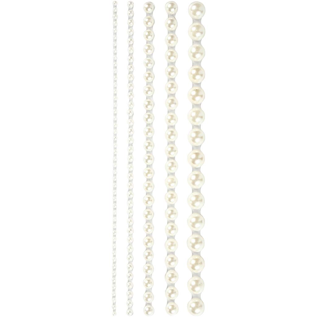 Demies perles, dim. 2-8 mm, blanc, 140 pièce/ 1 Pq.
