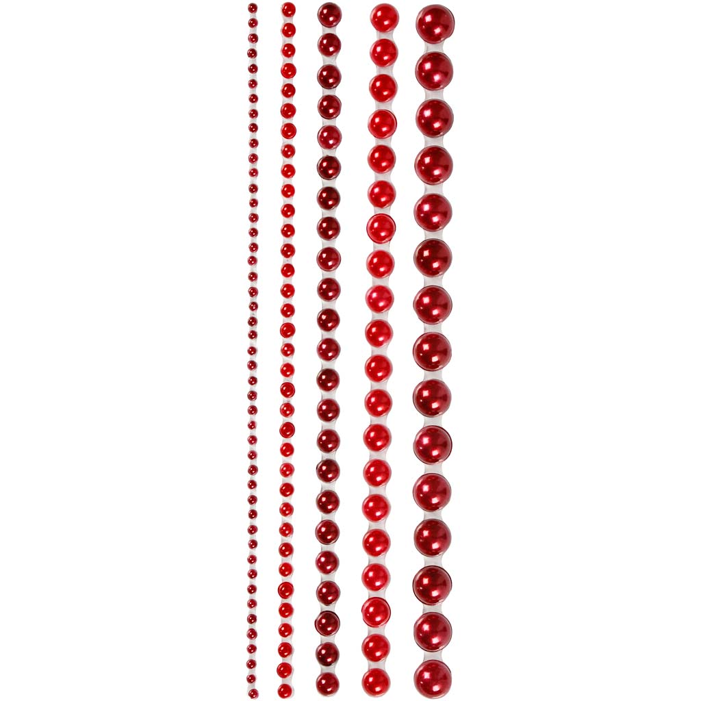 Demies perles, dim. 2-8 mm, rouge, 140 pièce/ 1 Pq.