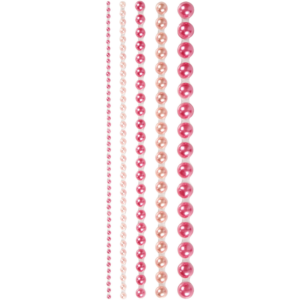 Demies perles, dim. 2-8 mm, rose, 140 pièce/ 1 Pq.