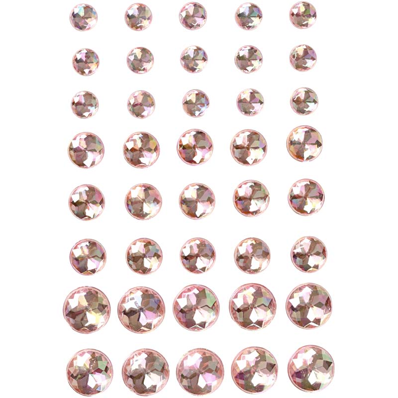 Strasstenen, roze, afm 6+8+10 mm, 40 stuks