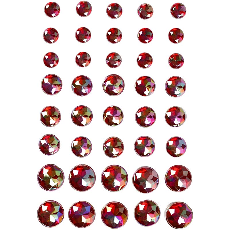Pierres de strass, dim. 6+8+10 mm, rouge, 40 pièce/ 1 Pq.