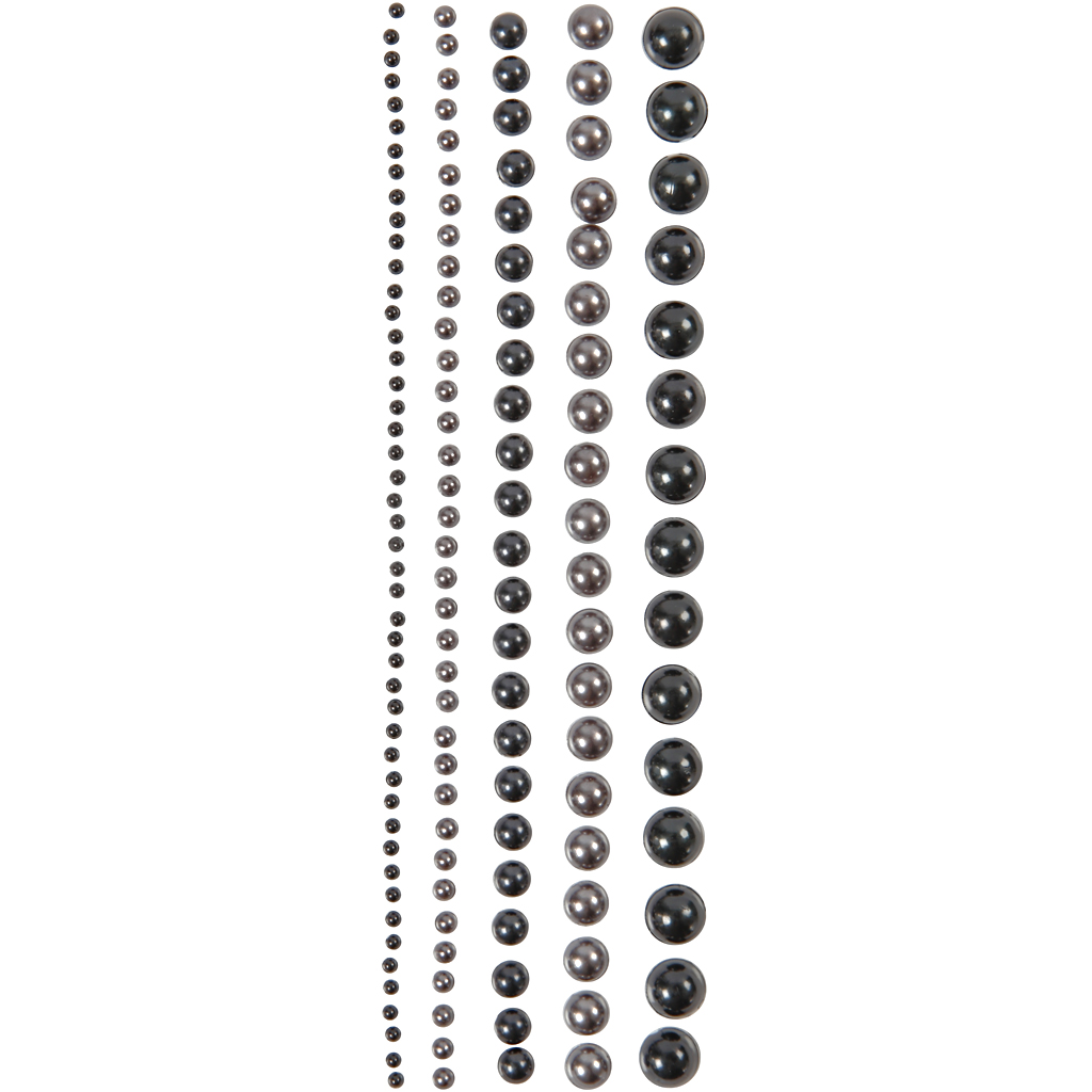 Demies perles, dim. 2-8 mm, noir, anthracite gris, 140 pièce/ 1 Pq.